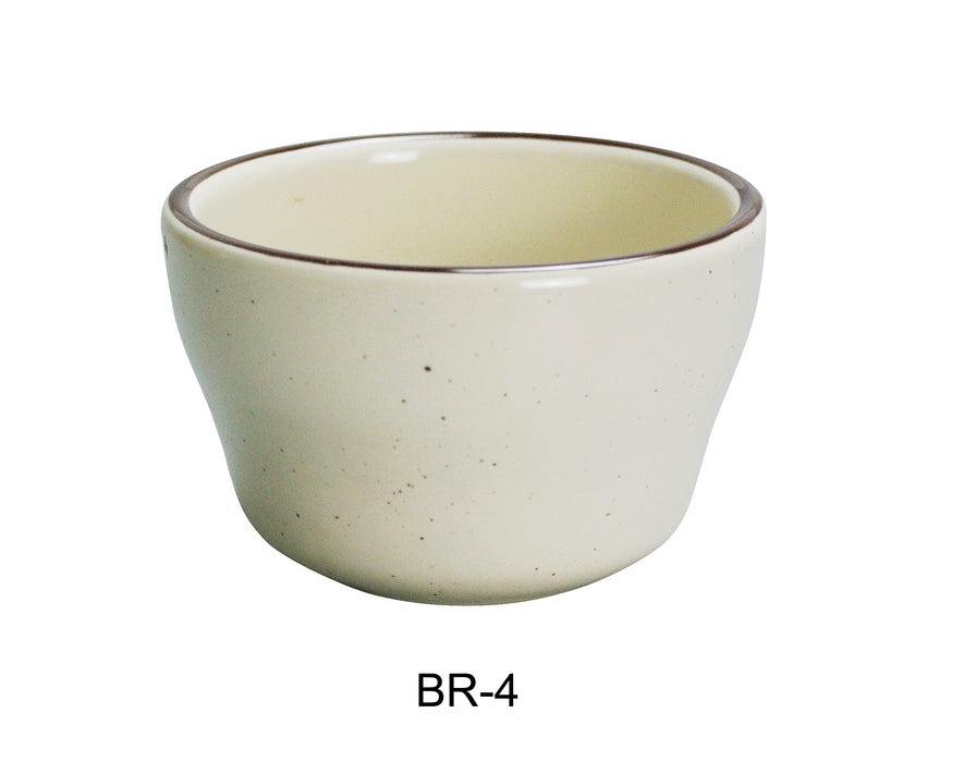 Yanco BR-4 Brown Speckled Bouillon Bowl, 7.25 oz Capacity, 4″ Diameter, 2.25″ Height, China, American White Color, Pack of 36
