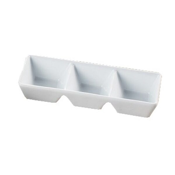 Yanco ML - 737 Three Divided Tray, 3 X 1.5 oz Wells, 7"‚ Length x 2.5"‚ Width x 1.25"‚ Height, China, Super White, Pack of 24