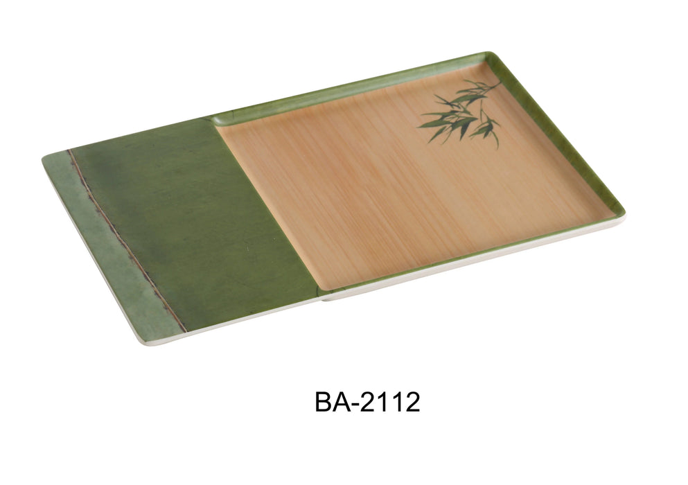 Yanco BA-2112 Bamboo Style Collection, 12.5″ x 7.25″ RECTANGULAR PLATE, 1/2″ Height, Melamine, Pack of 12