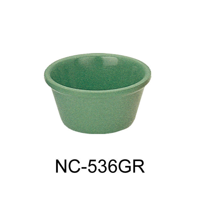 Yanco NC-536GR Mile Stone Smooth Ramekin, 2 OZ Capacity, 1.25" Height, 2.75" Diameter,  Melamine, Green Color, Pack of 72