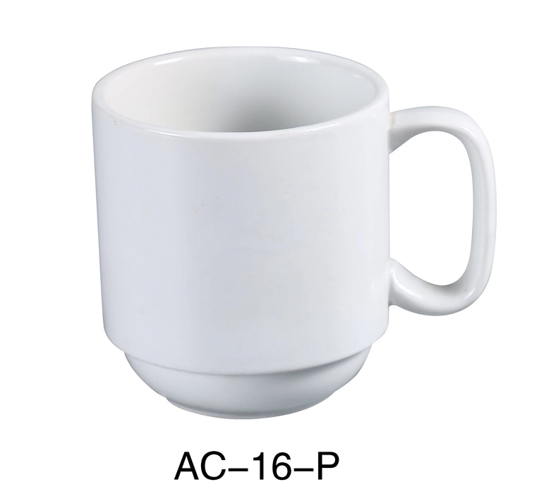 Yanco AC-16-P ABCO Prime Stackable Coffee/Tea Mug, 16 oz, China, Super White, Pack of 36
