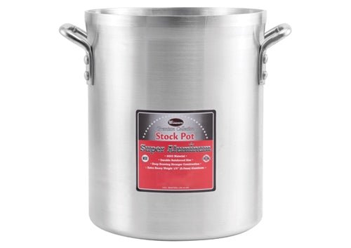 WINCO Extra Heavy 1/4" (6mm) Aluminum Stock Pot - 80 Qt.