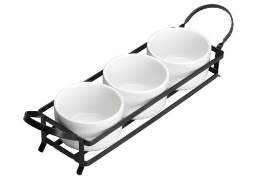 Winco WDP014 - 101 Trio Condiment set, Bright White