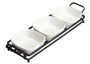 Winco WDP014 - 102 Trio set square bowls with stand, Bright White