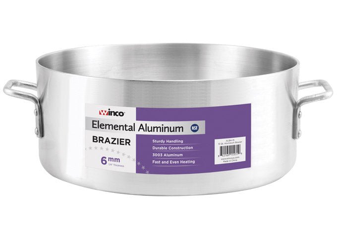 WINCO ALBH - 15 Extra Heavy Duty 1/4" (6mm) Aluminum Brazier - 15 Qts.