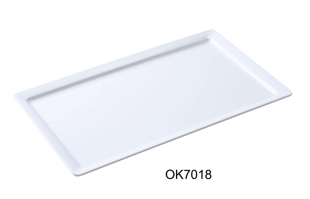 Yanco OK-7018 Osaka-2 Display Plate, Rectangular, 18″ Length, 12″ Width, Melamine, White Color, Pack of 6