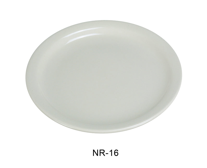 Yanco NR-16 Normandy Plate, Narrow Rim, 10.5″ Diameter, China, American White Color, Pack of 12