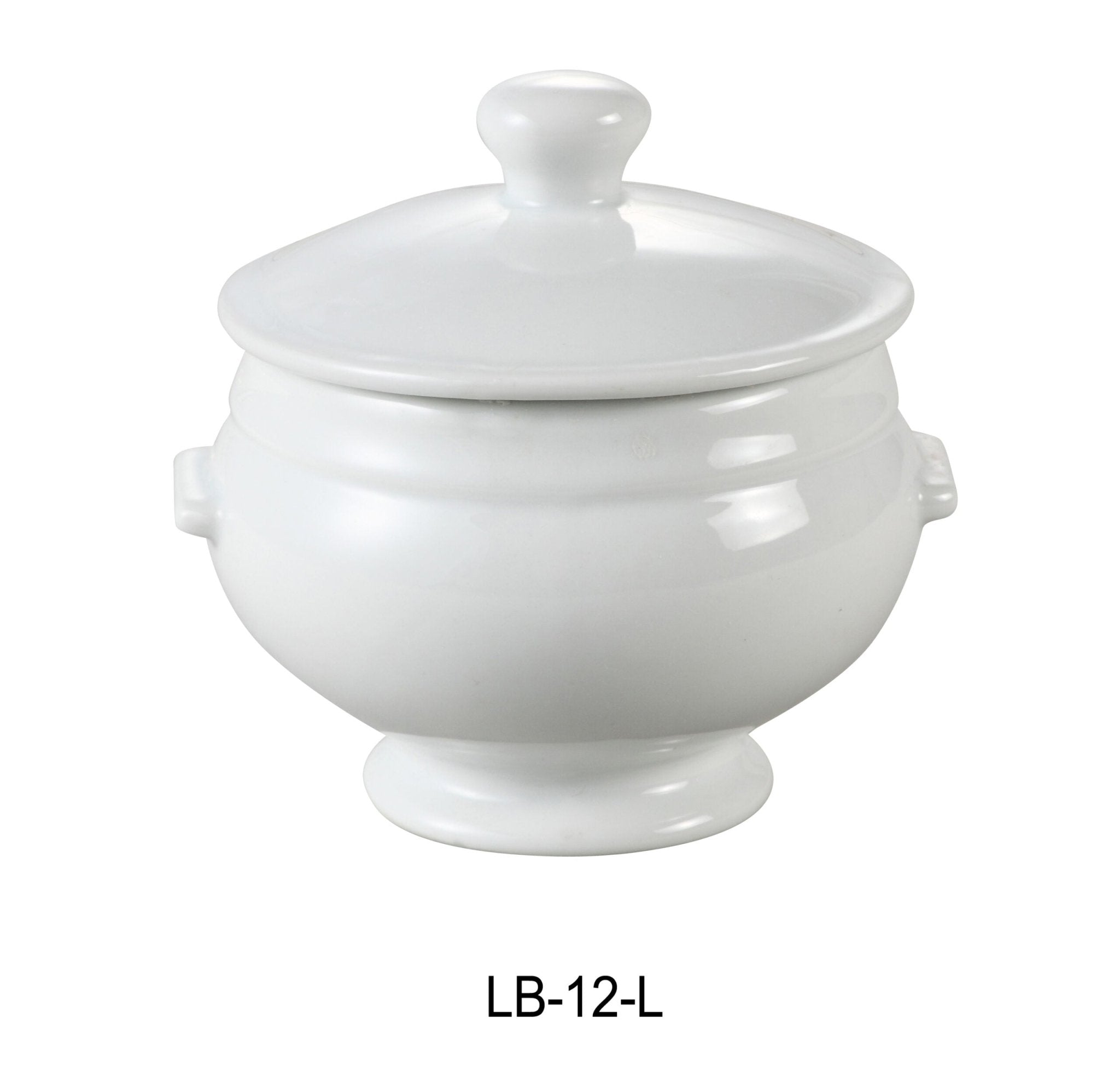 Yanco LB-2 -L Bouillon Cup with Lid, 12 OZ, 3.75" X 3", China, Super White Color, Pack of 24